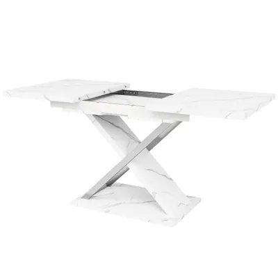 Masă extensibilă de dining, Alb | Aosom Romania