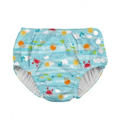 Slip copii SPF 50+ refolosibil cu capse Green Sprouts by iPlay Aqua Sea Friends 4T