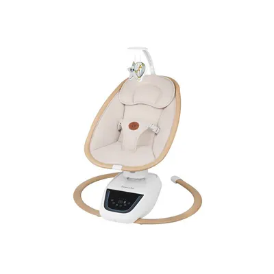 Balansoar si sezlong, Lionelo, Olivia, 2 in 1, Electric, Cu leganare 3D, 5 moduri de balansare in mai multe directii, Cu 13 melodii, Scaun pivotant la 180 grade, Reglabil, Cu arcada jucarii, Bej