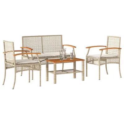 Gossi set mobilier de gradina cu perne, 4 piese, bej, poliratan