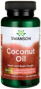 Coconut Oil, 1000 mg, 60 capsule moi, Swanson