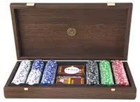 Set de poker Manopoulos – Nuc închis la culoare, decor Californian Burl
