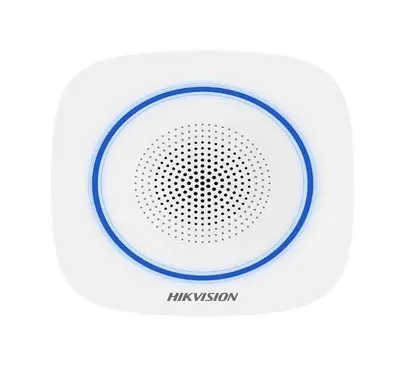 Sirena interior wireless AX PRO Hikvision DS-PS1-II-WE Buzzer Decibel: 90 to 110 dB, fire alarm, panic alarm, and intrusion ala