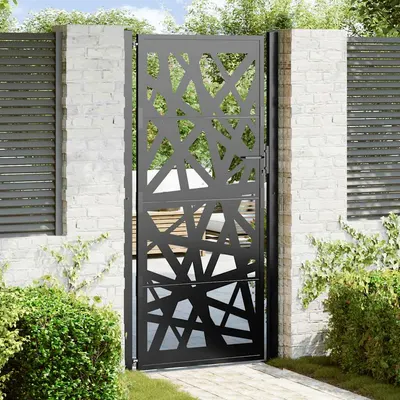 vidaXL Poartă de grădină neagră 100x200 cm, oțel, design luminos