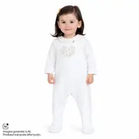 Salopeta bebe Chicco din velur cu deschidere in fata, Alb cu model, 01474-70MFCI