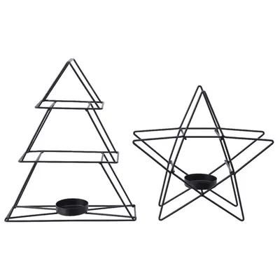 Suport lumanare - Black Iron Tealight Holder Shape - mai multe modele