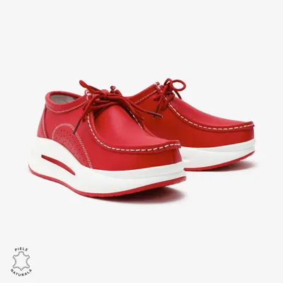 Pantofi Casual de dama din Piele Naturala CRL0569 ROSU