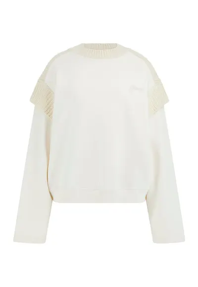 Bluza de trening cu segmente tricotate - pentru fitness - Alb murdar
