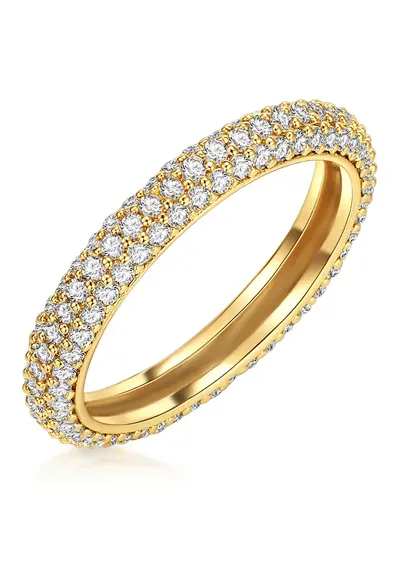 Inel placat cu aur de 14K si decorat cu zirconia - Auriu - Auriu