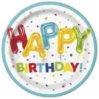 Farfurii happy birthday confetti 23 cm