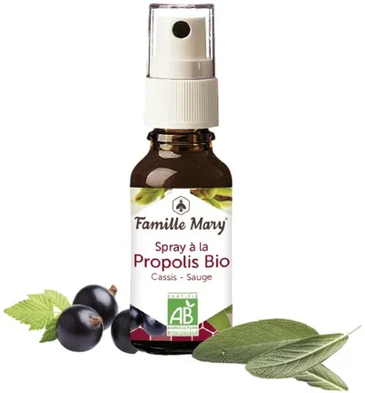 Spray pentru gât Famille Mary - cu propolis maro, salvie și coacăz, 20 ml