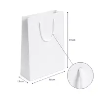 Pungi cadou dreptunghiulare uni - alb (set 12 buc) - Mare - 30x41x12cm