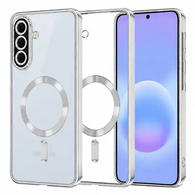 Husa MagSafe pentru Samsung Galaxy A57 5G, Techsuit, Luxury Crystal, Argintie