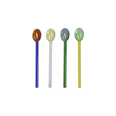 Set de linguri lungi din sticlă 4 buc. pentru 4 persoane Rainbow – Brandani