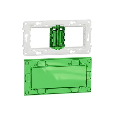 New Unica, rama fixare, cu protective cover, plastic, 4 module doua module