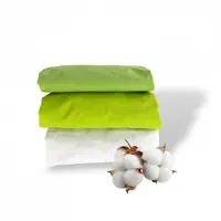 Set 3 cearsafuri din bumbac ranforce pentru pat copii, Deseda, cu elastic roata, dimensiune 140 x 70 cm, mix verde