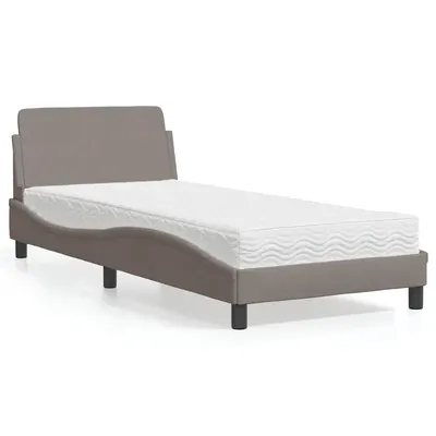 vidaXL Pat cu saltea, Dover, gri taupe, 80x200 cm, textil