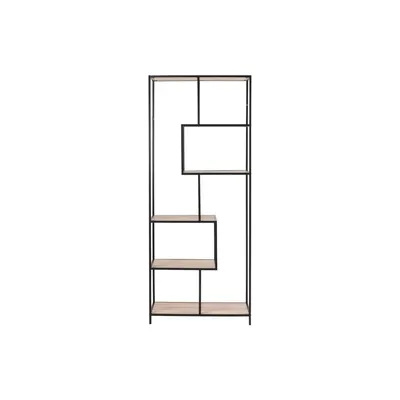 Bibliotecă neagră/cu aspect de lemn de stejar 77x185 cm Seaford – Actona