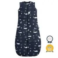 Sac de dormit, ErgoPouch, Jersey, 3-12 luni, 6-10 kg, TOG 2.5, Bumbac organic, Fermoar bidirectional, Lavabil la masina, Croiala slim fit, Certificat non-toxic, Premiat in Australia, Model balene, Albastru