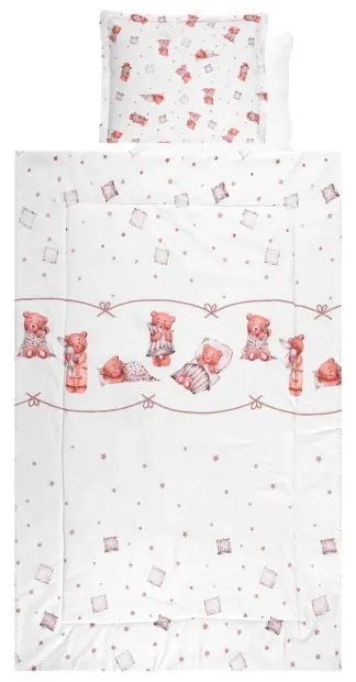Set lenjerie pat 4 piese bumbac Ranforce, Lorelli, Bears Pillows Beige