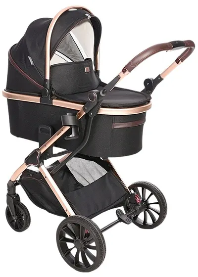 Cărucior pentru bebeluși 2 in 1 Lorelli - Glory, cu adaptoare , Black diamond