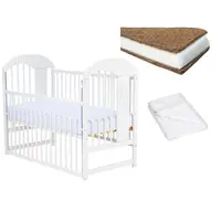 Set Patut din lemn 120x60 cm, Saltea Cocos Confort 120x60 cm si Protectie impermeabila Qmini