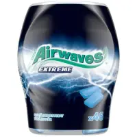 Pachet promo 1+ GRATUIT Airwaves Extreme guma de mestecat fara zahar cu arome de menta si eucalipt 46 buc/64 g, 24 tuburi Engros