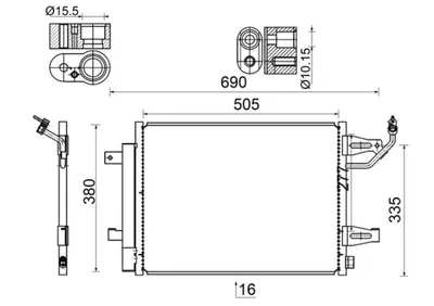 Condensator climatizare (cu uscator) potrivit MITSUBISHI COLT CZC VI, COLT VI; SMART FORFOUR 1.1-1.5D 01.04-06.12