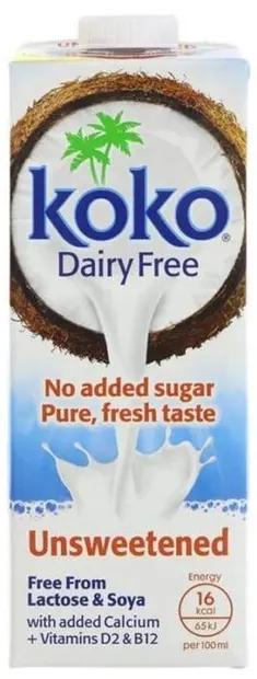 Băutură de cocos cu calciu, fără zahăr, 1 l, Koko