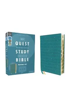 Niv, Quest Study Bible, Personal Size, Leathersoft, Teal, Thumb Indexed, Comfort Print: The Only Q and A Study Bible