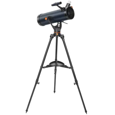 Outsunny Telescop reflector, obiectiv 114 mm, 2 oculare, lunetă de căutare, aluminiu, albastru închis | Aosom Romania