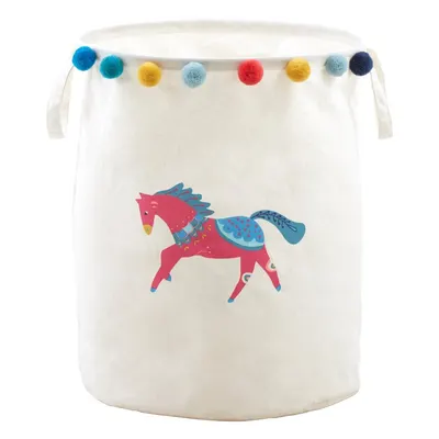 Coș de jucării pentru copii alb din material textil ø 38x48 cm Mimo Eclectic Horse – Premier Housewares