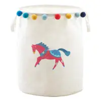 Coș de jucării pentru copii alb din material textil ø 38x48 cm Mimo Eclectic Horse – Premier Housewares