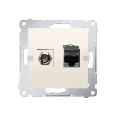 Priza TV tip F+ RJ45 cat 6, crem