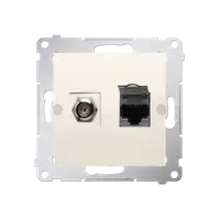 Priza TV tip F+ RJ45 cat 6, crem