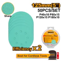 Smirghel Industrial 125mm AKRS125050 – Set 50 Buc, Granulatii P40/P80/P120/P180, Discuri Slefuire Profesionale pentru Lemn, Metal, Perete