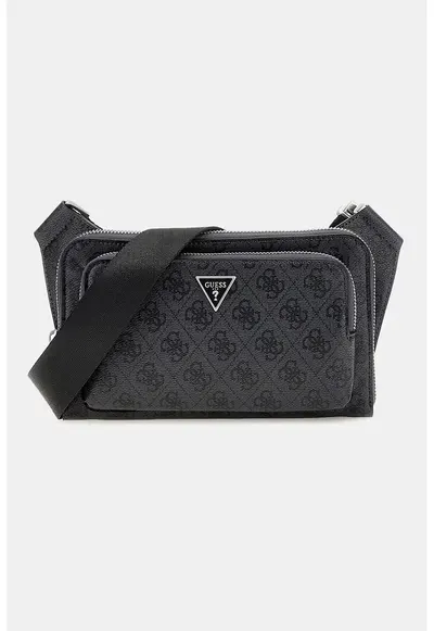 Borseta din piele ecologica cu model logo - Negru