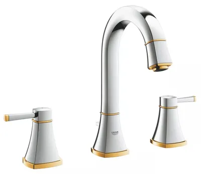 Baterie lavoar Grohe Grandera 20389IG0, racord 3/8 inch, L, 264 mm, ventil, Crom/auriu