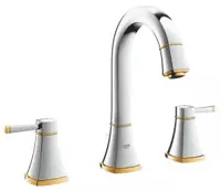Baterie lavoar Grohe Grandera 20389IG0, racord 3/8 inch, L, 264 mm, ventil, Crom/auriu