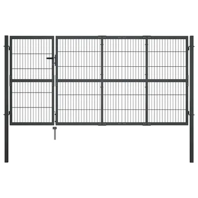 vidaXL Poartă de grădină cu stâlpi din oțel, antracit, 350x120 cm