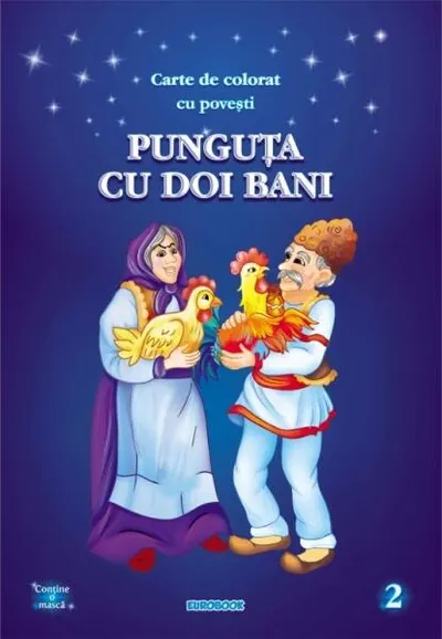 Carte de colorat cu povești. Punguța cu doi bani - Paperback