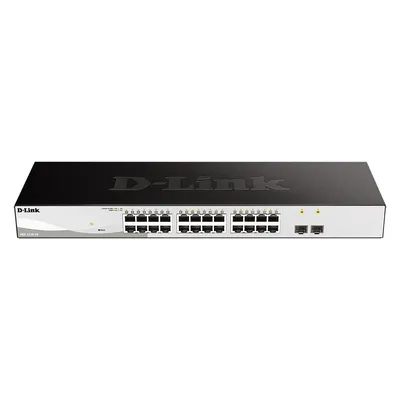 Switch cu 24 porturi Gigabit D-Link DGS-1210-26, 2 porturi SFP, cu management