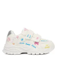 Adidasi copii - alb - material sintetic - talpa groasa - set pentru fete