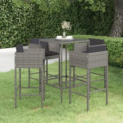 Gossi set mobilier bar de gradina cu perne, 5 piese, gri, poliratan