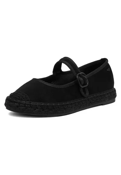 Espadrile dama negru - textil/piele ecologica - cu catarama