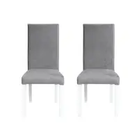 Set 2 scaune living TEO, picioare lemn alb, stofa z gri deschis, 46x60x98 cm