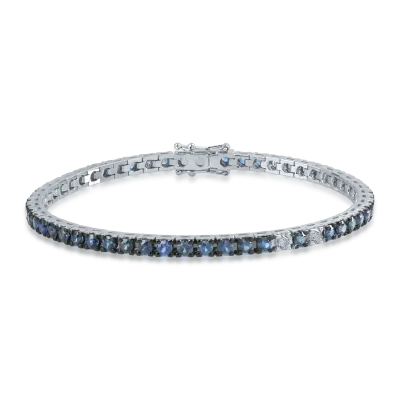 Bratara tennis din aur alb cu safire de 3.9ct si diamante de 0.3ct