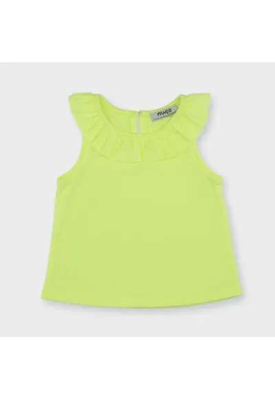 Top cu guler volan - Elena - Galben Fosforescent - pentru fetite - Galben
