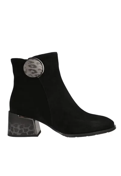 Ghete elegante - dama - 25-115-02 negru - piele intoarsa - toc - Negru
