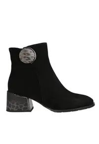 Ghete elegante - dama - 25-115-02 negru - piele intoarsa - toc - Negru